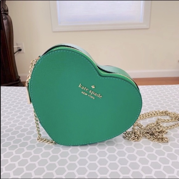 kate spade Other - Kate Spade Love Shack Mini Heart Purse Crossbody Bag, Green Bean